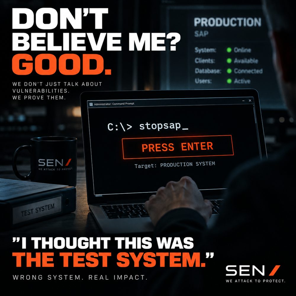 A command prompt reading 'stopsap', with a 'Press Enter' prompt, next to a live production SAP system dashboard showing the system online with active users.